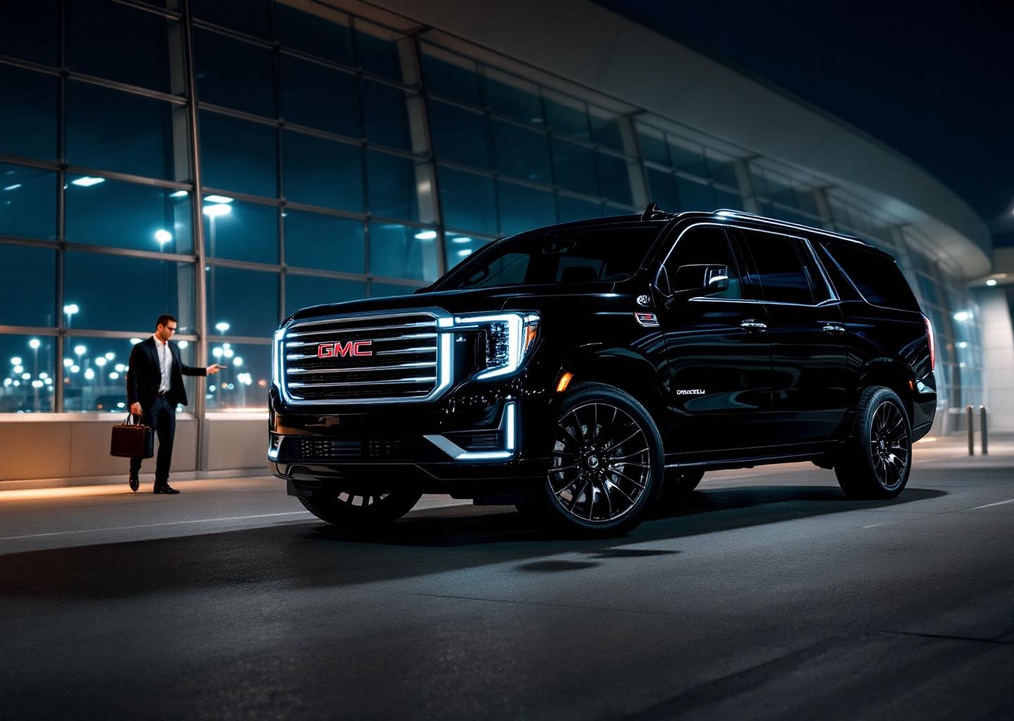 2024 GMC Yukon Denali at LAX airport with chauffeur