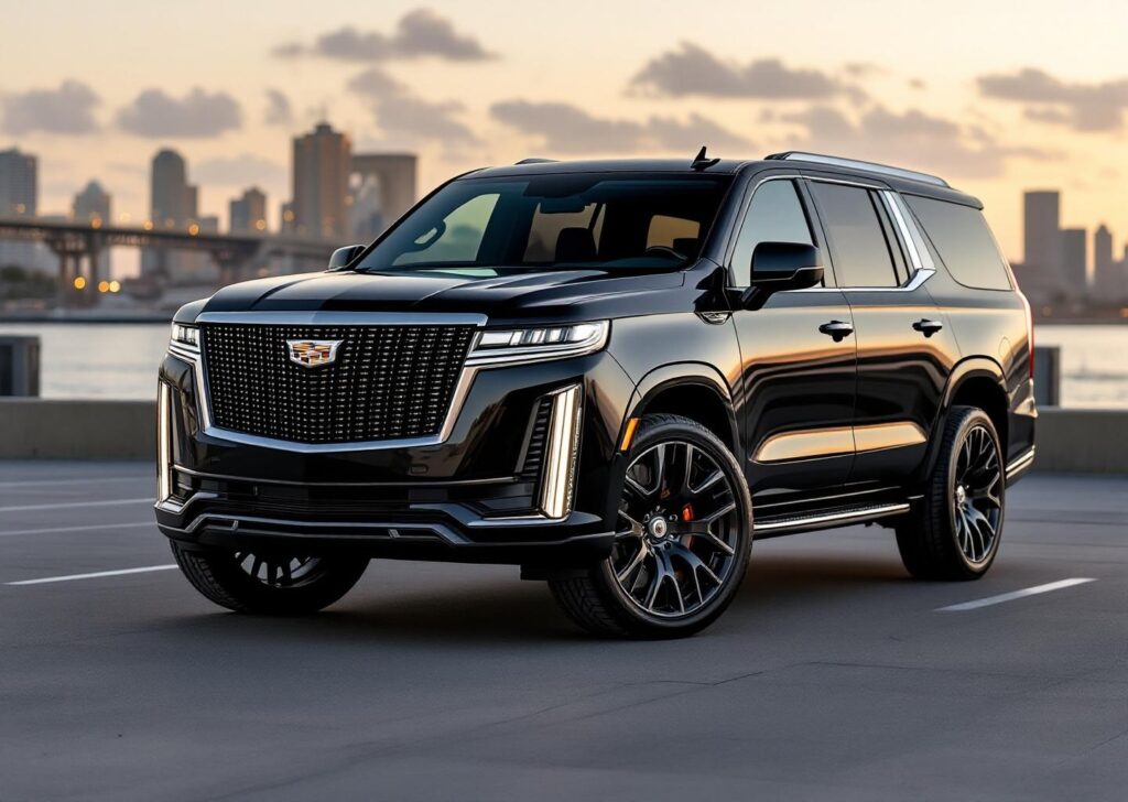 2024 black Cadillac Escalade at Coronado Bridge San Diego